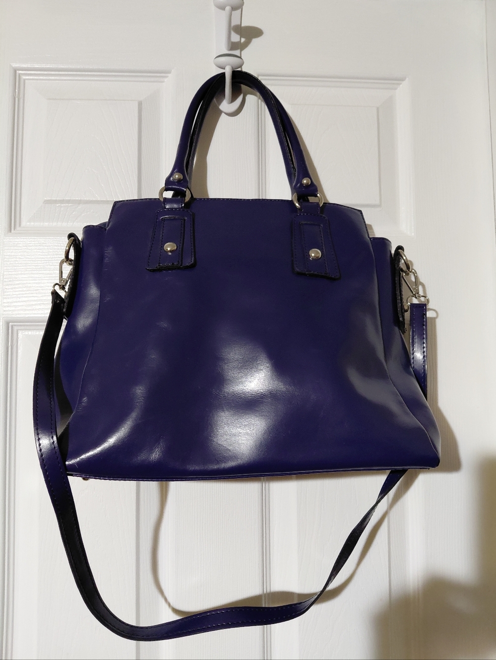 Vintage BORSE IN PELLE Large Hand/ Should Bag Genuine leather. Blue